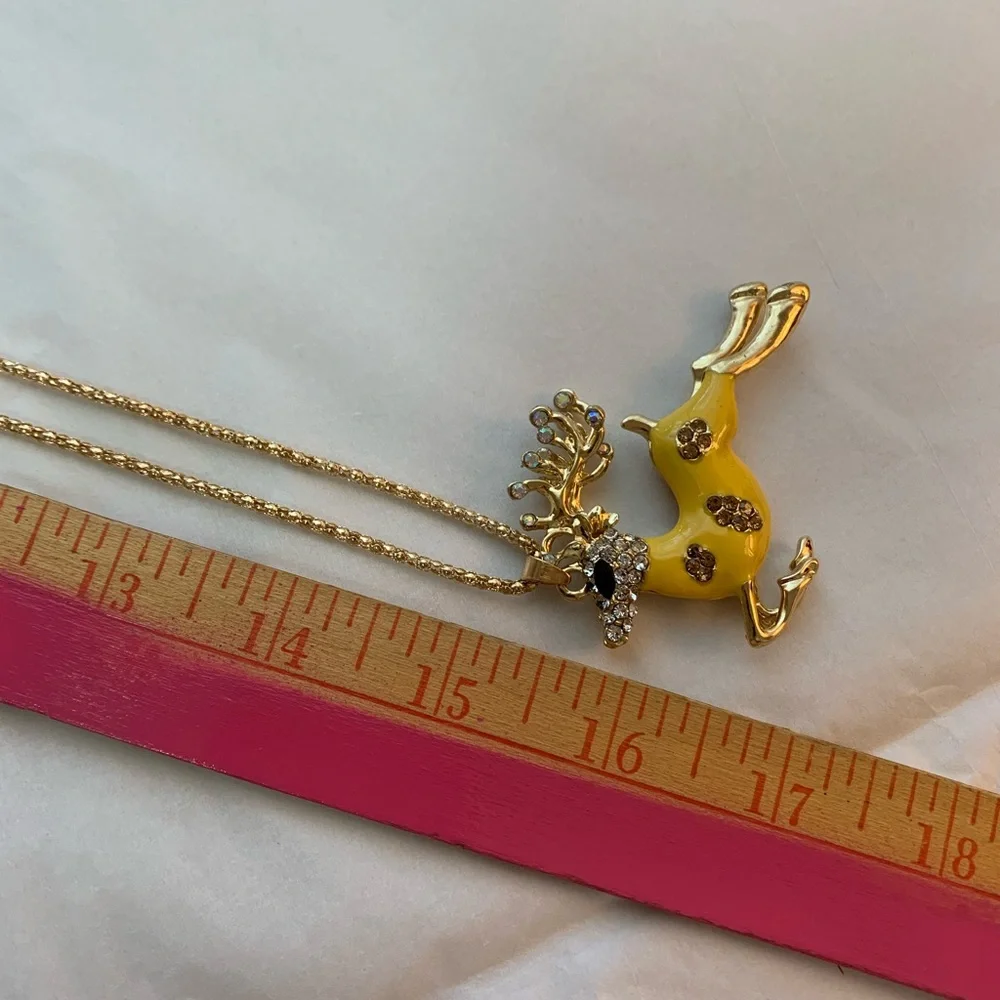 Enamel & Crystals reindeer necklace - Picture 2 of 4